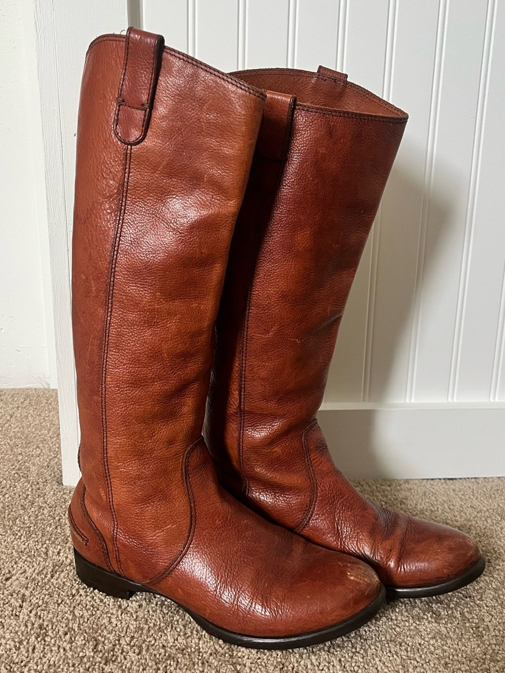 Tall Brown Italian Leather Riding Boots